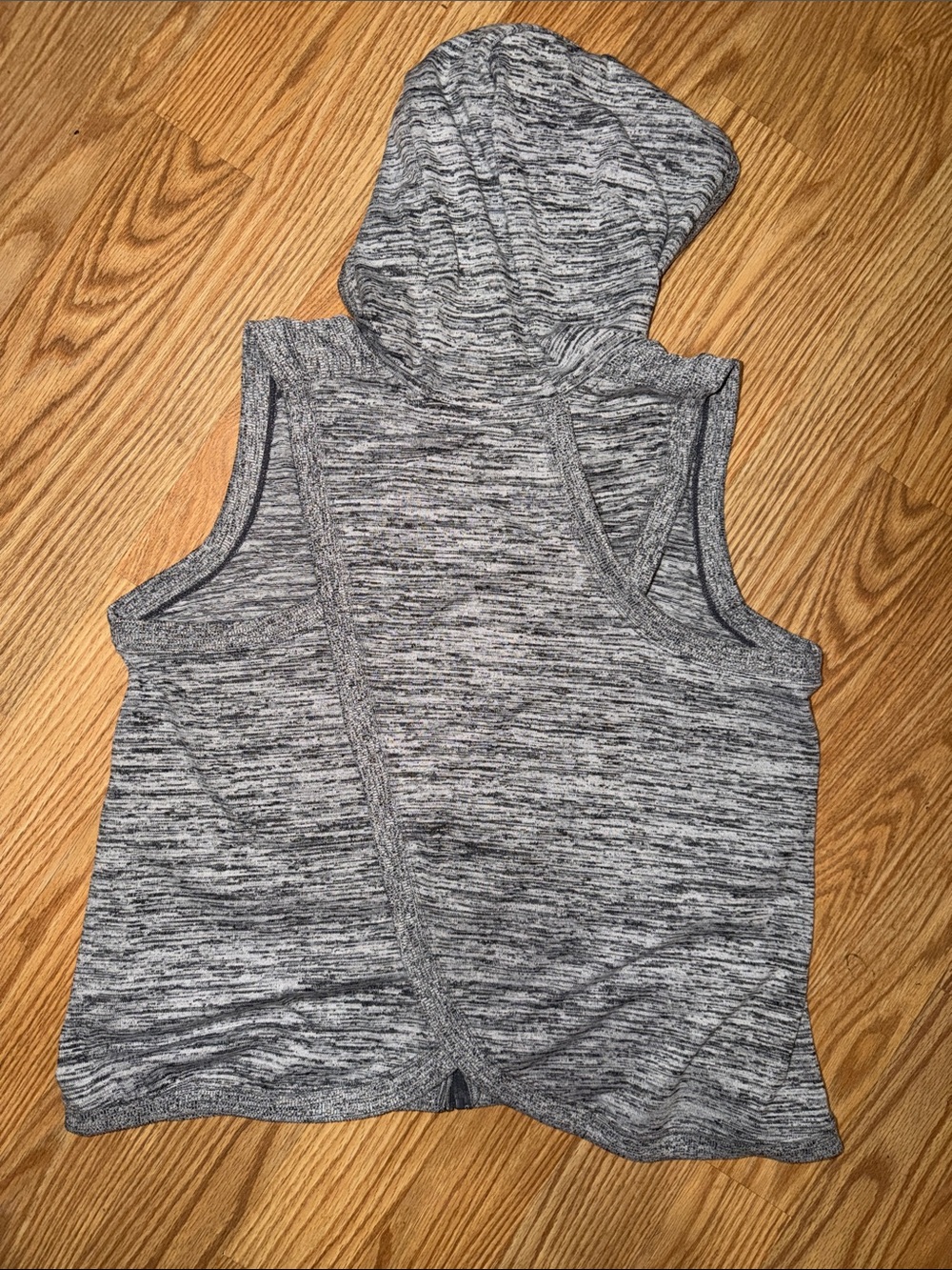 Athleta Gray Marled Sleeveless Hooded Zip crossback Jacket - Picture 3 of 3